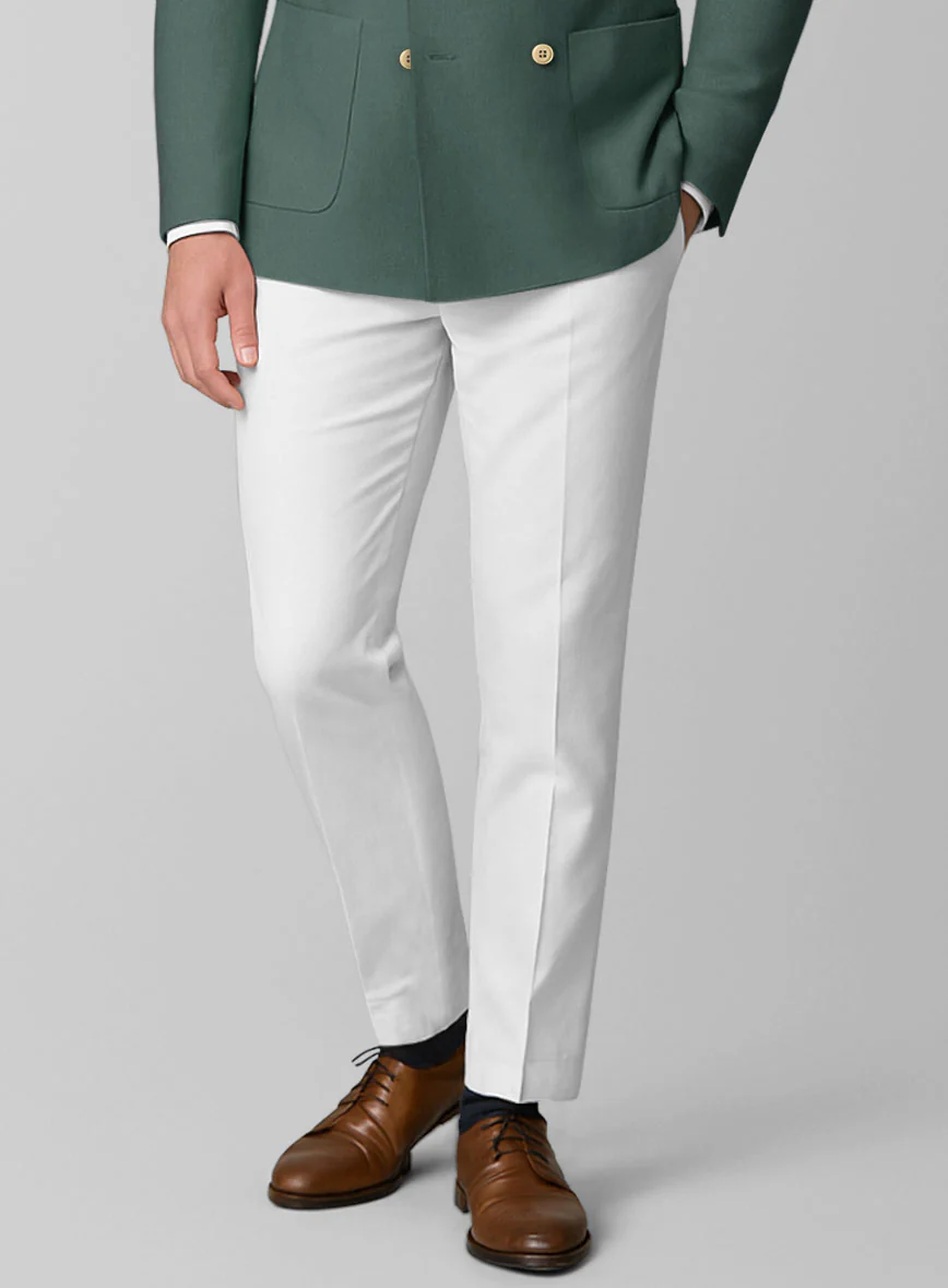 White Gallo Green Cotton Double Breasted Suit - Image 4