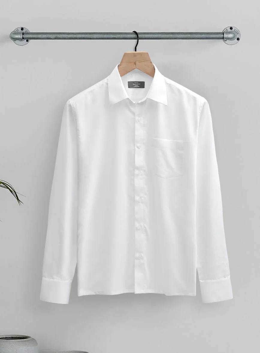 White Herringbone Cotton Shirt - Image 3