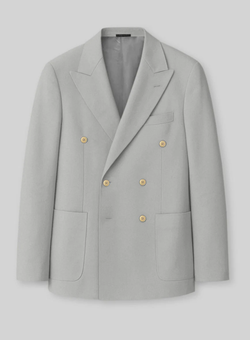 White Light Gray Cotton Double Breasted Suit - Image 2