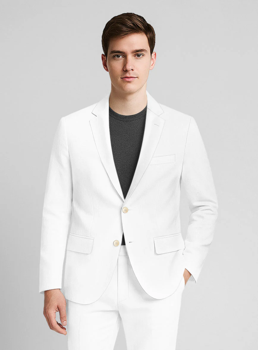 White Napoli Stretch Light Weight Cotton Jacket - Image 2