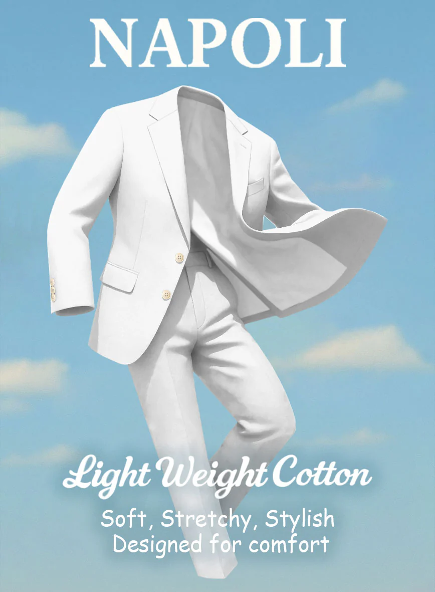 White Napoli Stretch Light Weight Cotton Jacket - Image 4