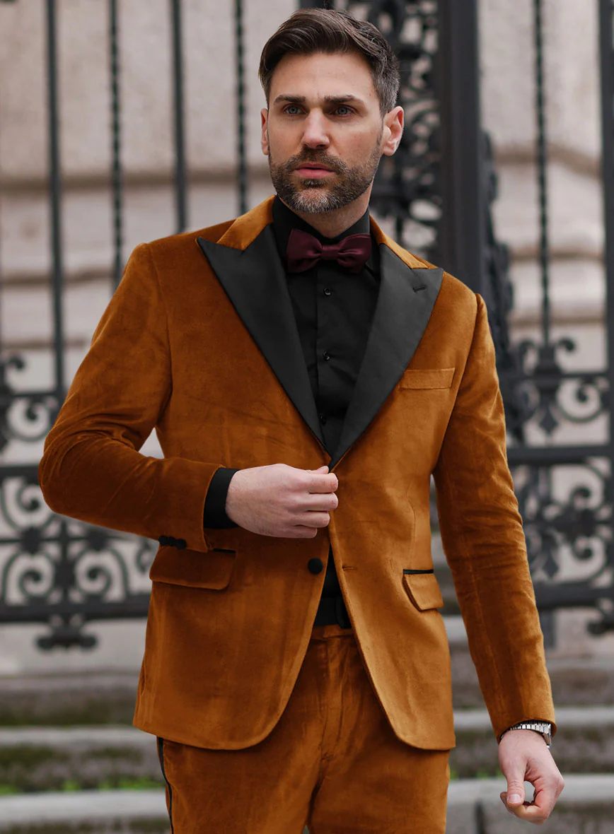 Windsor Tan Velvet Tuxedo Suit - Image 3