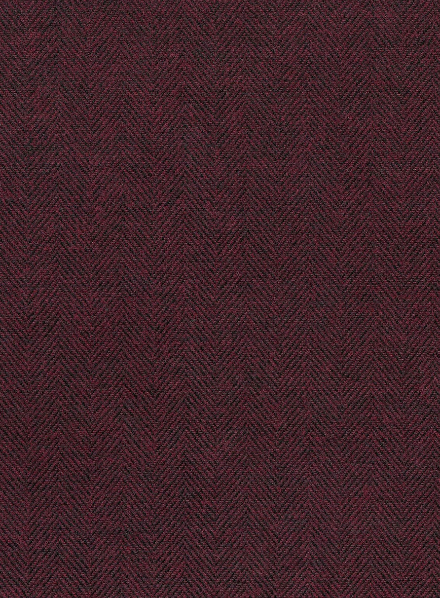 Wine Herringbone Tweed Double Breasted Suit - Image 4
