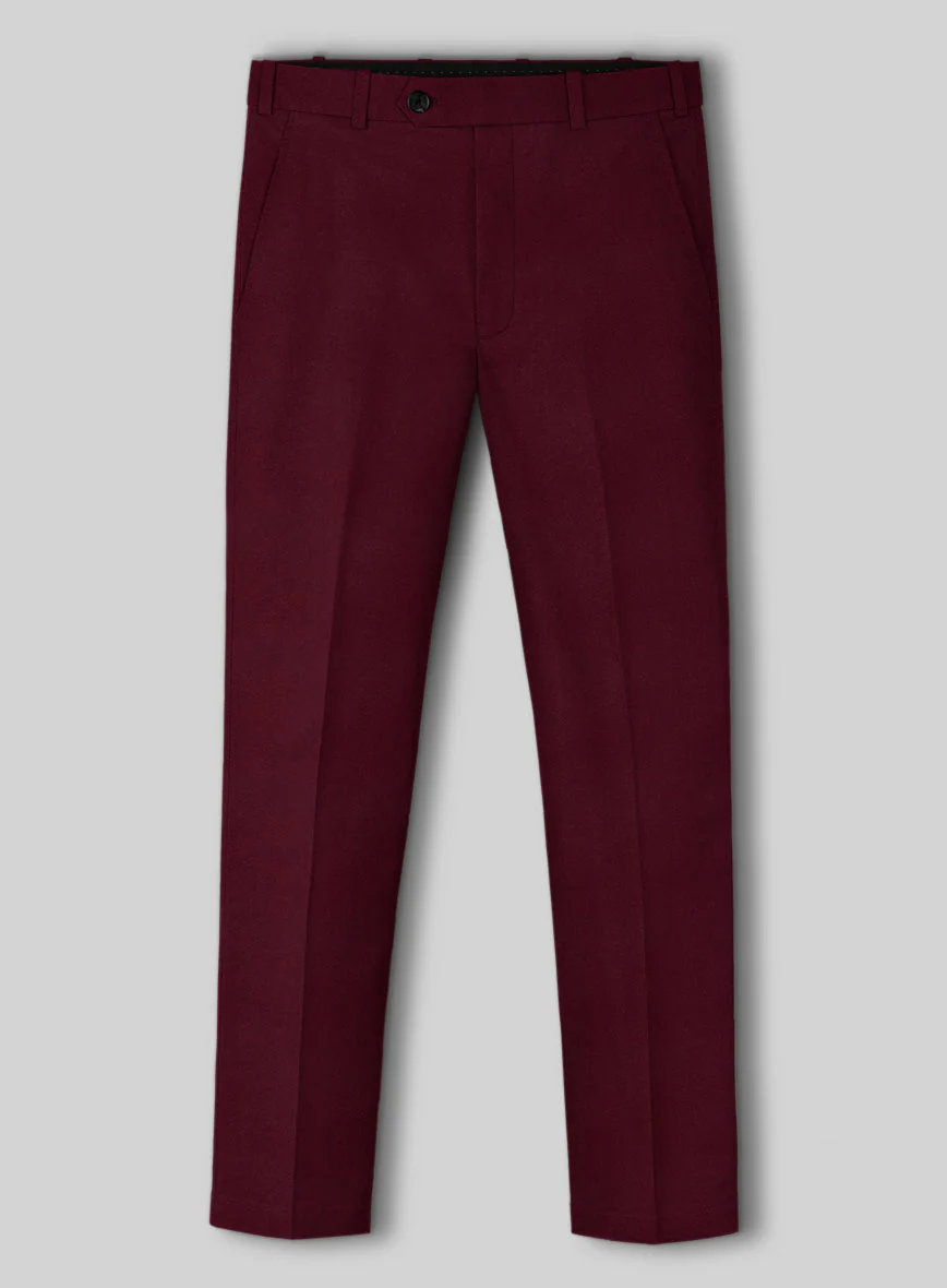 Wine Napoli Stretch Light Weight Cotton Pants