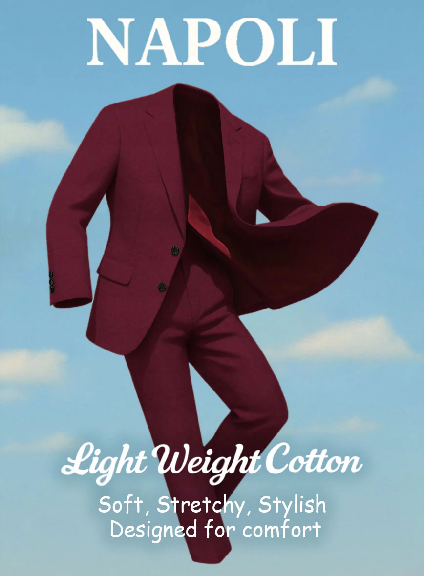 Wine Napoli Stretch Light Weight Cotton Pants - Image 4