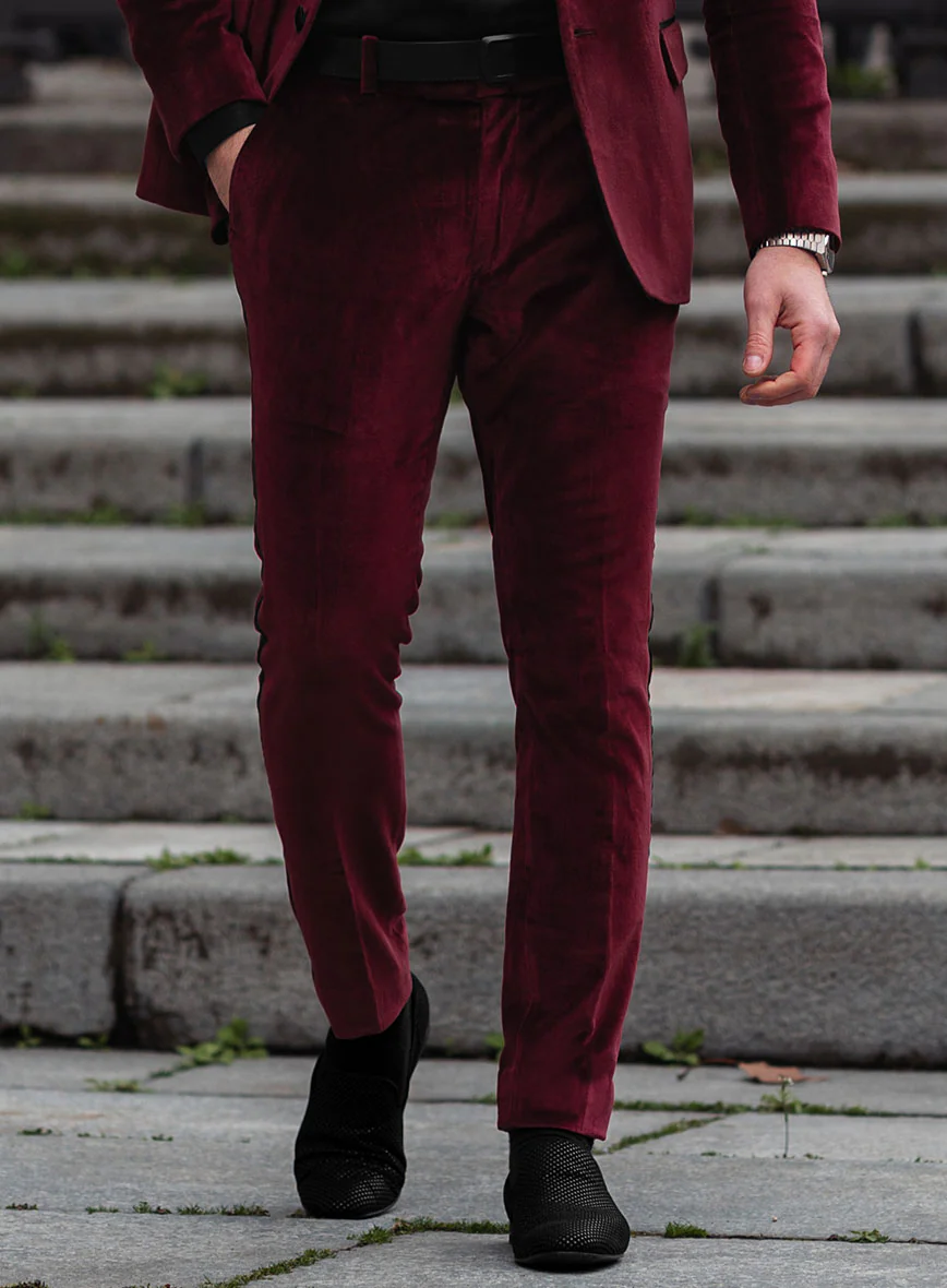 Wine Velvet Tuxedo Suit - Image 6