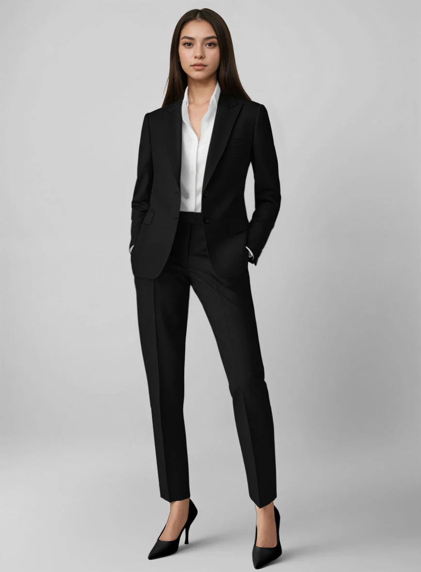 Women's Black Cotton Power Stretch Chino Suit