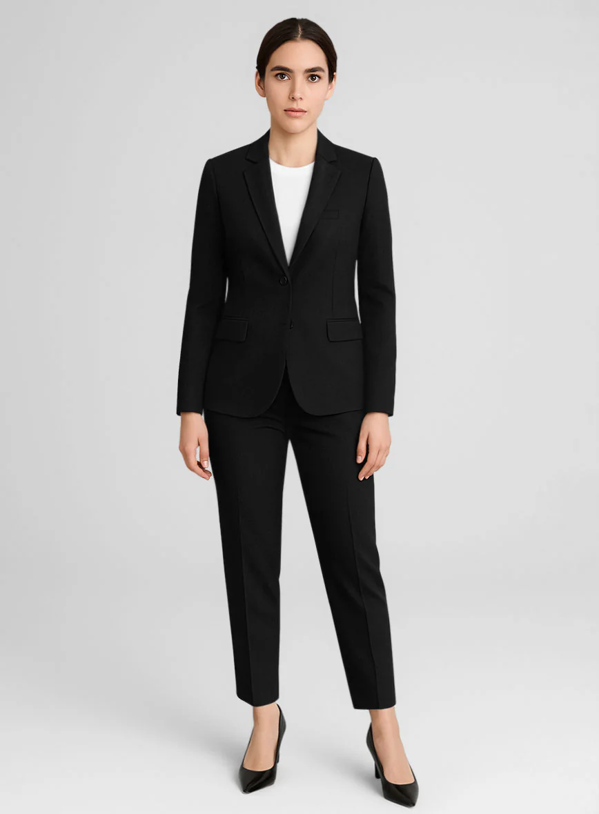 Women's Black Napoli Stretch Light Weight Cotton Suit