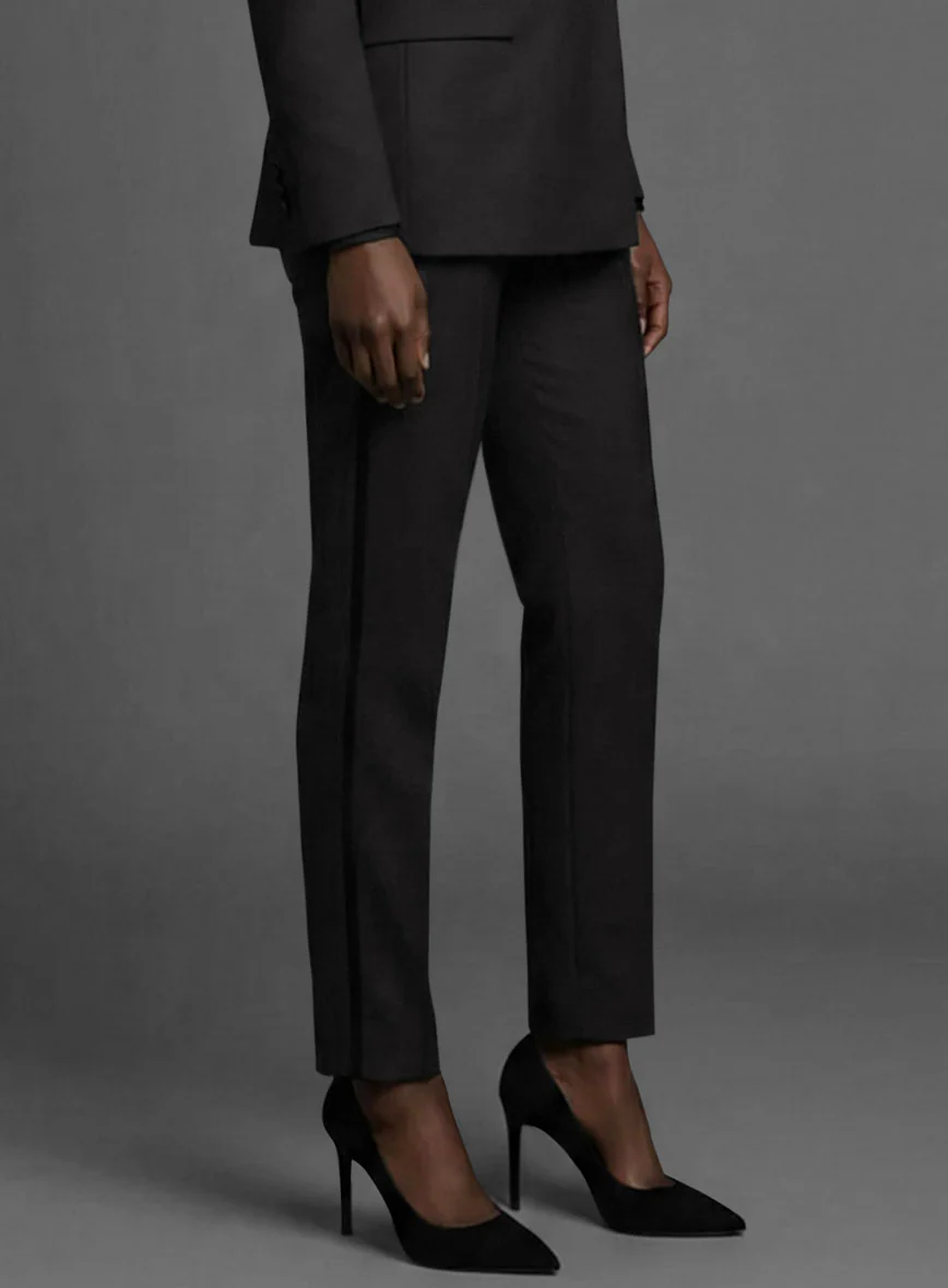 Women's Black Smoking Double Breasted Tuxedo Suit - Image 5