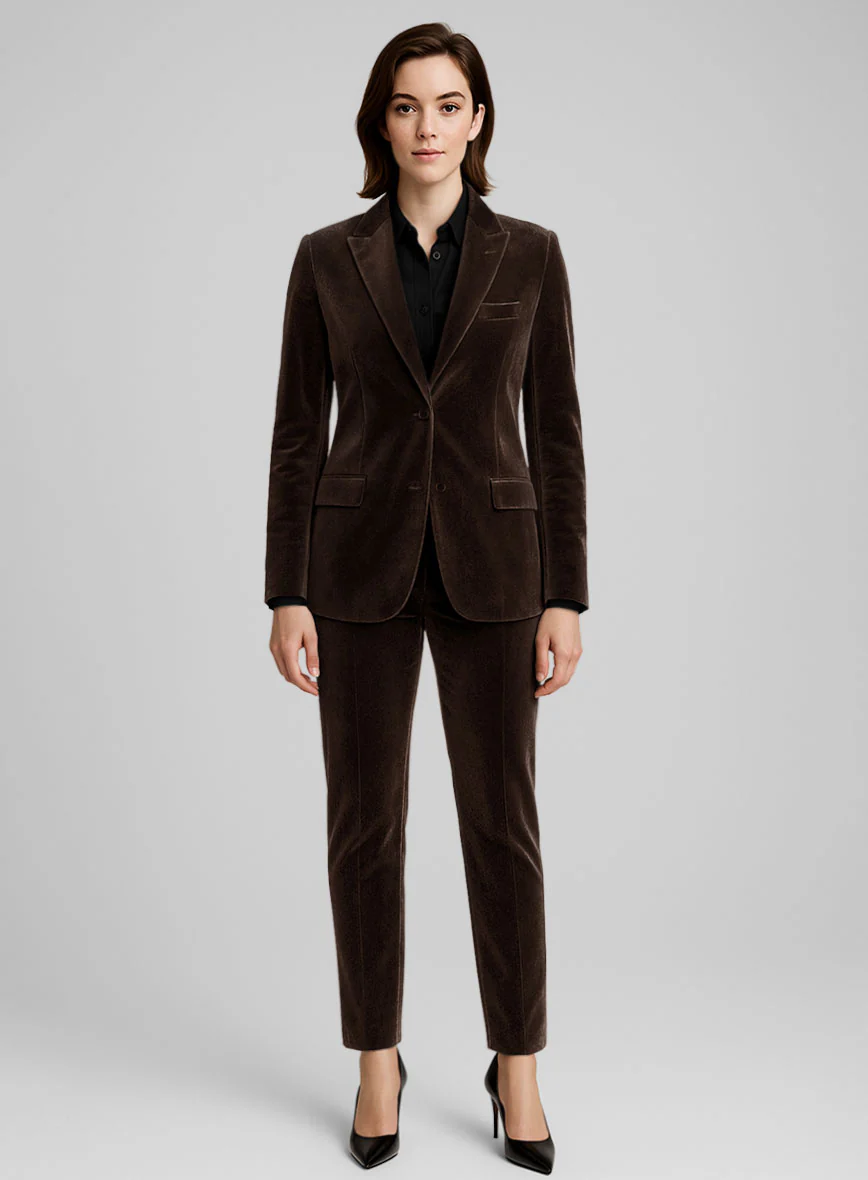 Women's Brown Velvet Suit