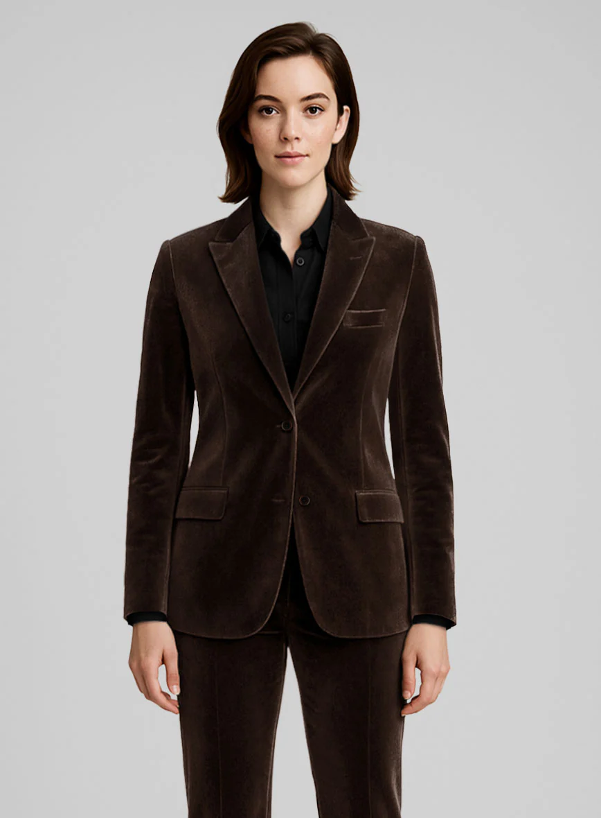 Women's Brown Velvet Suit - Image 2