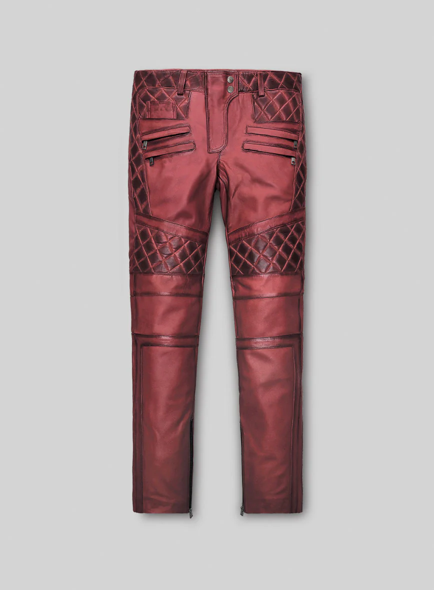 Women's Celestine Burnt Red Leather Pants