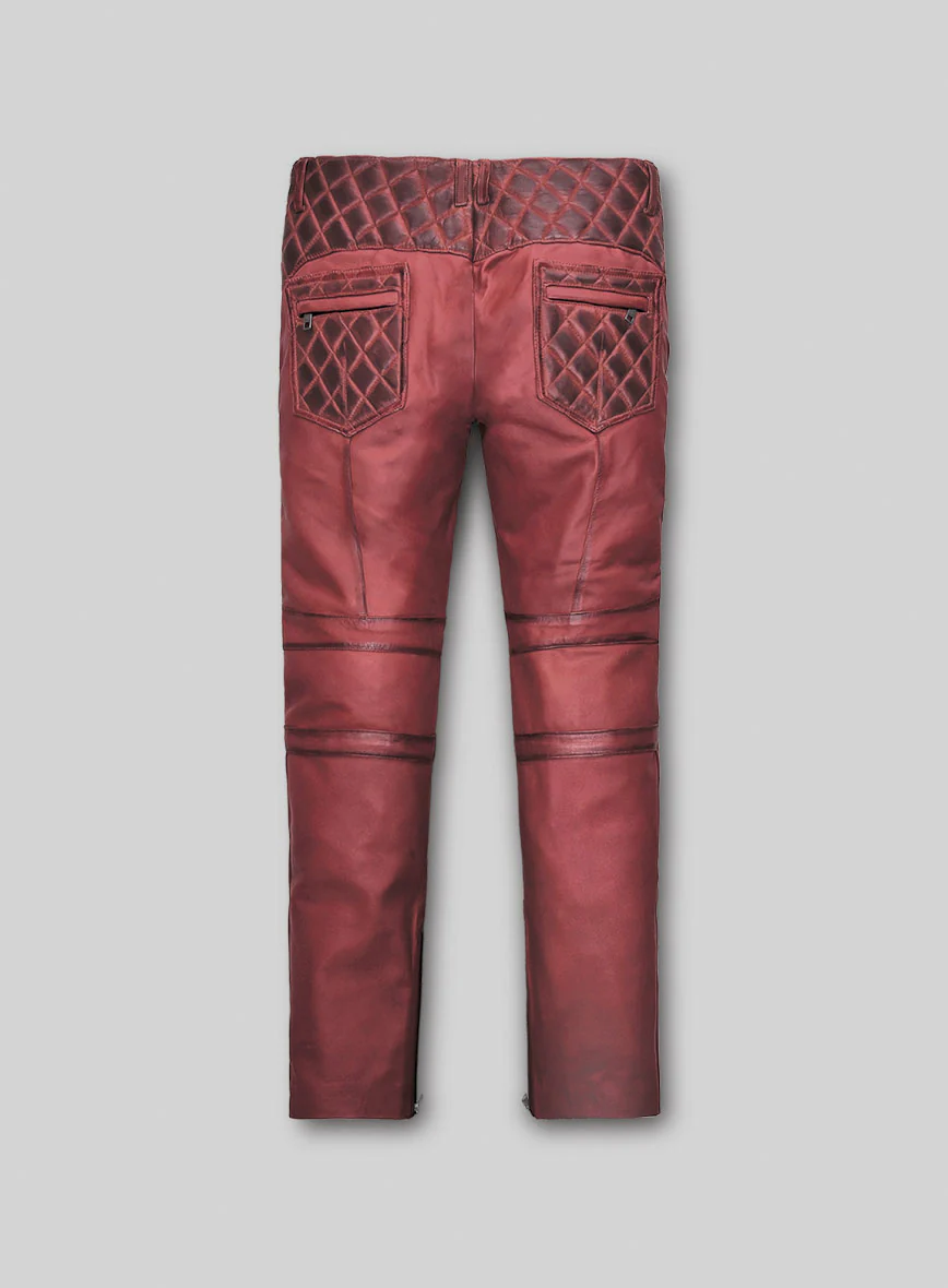 Women's Celestine Burnt Red Leather Pants - Image 2