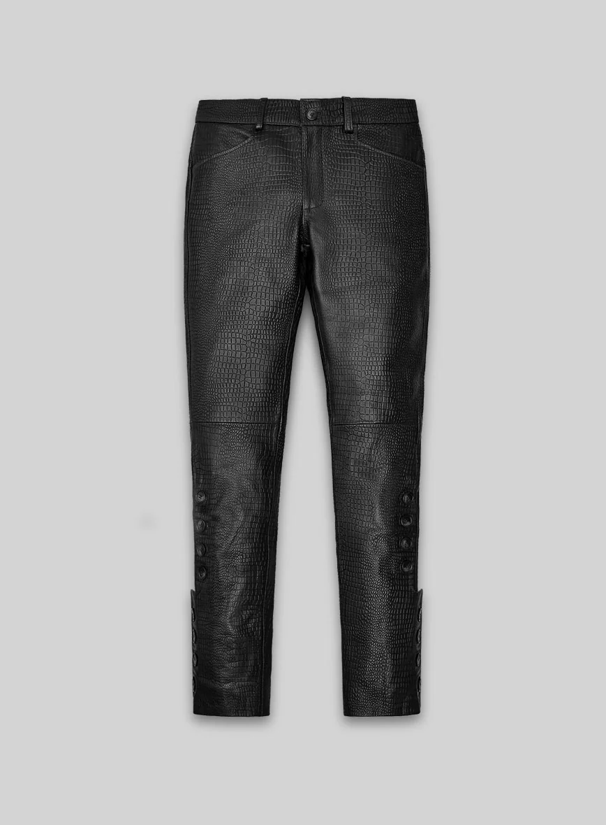 Women's Crocodile Black Zephyr Leather Pants
