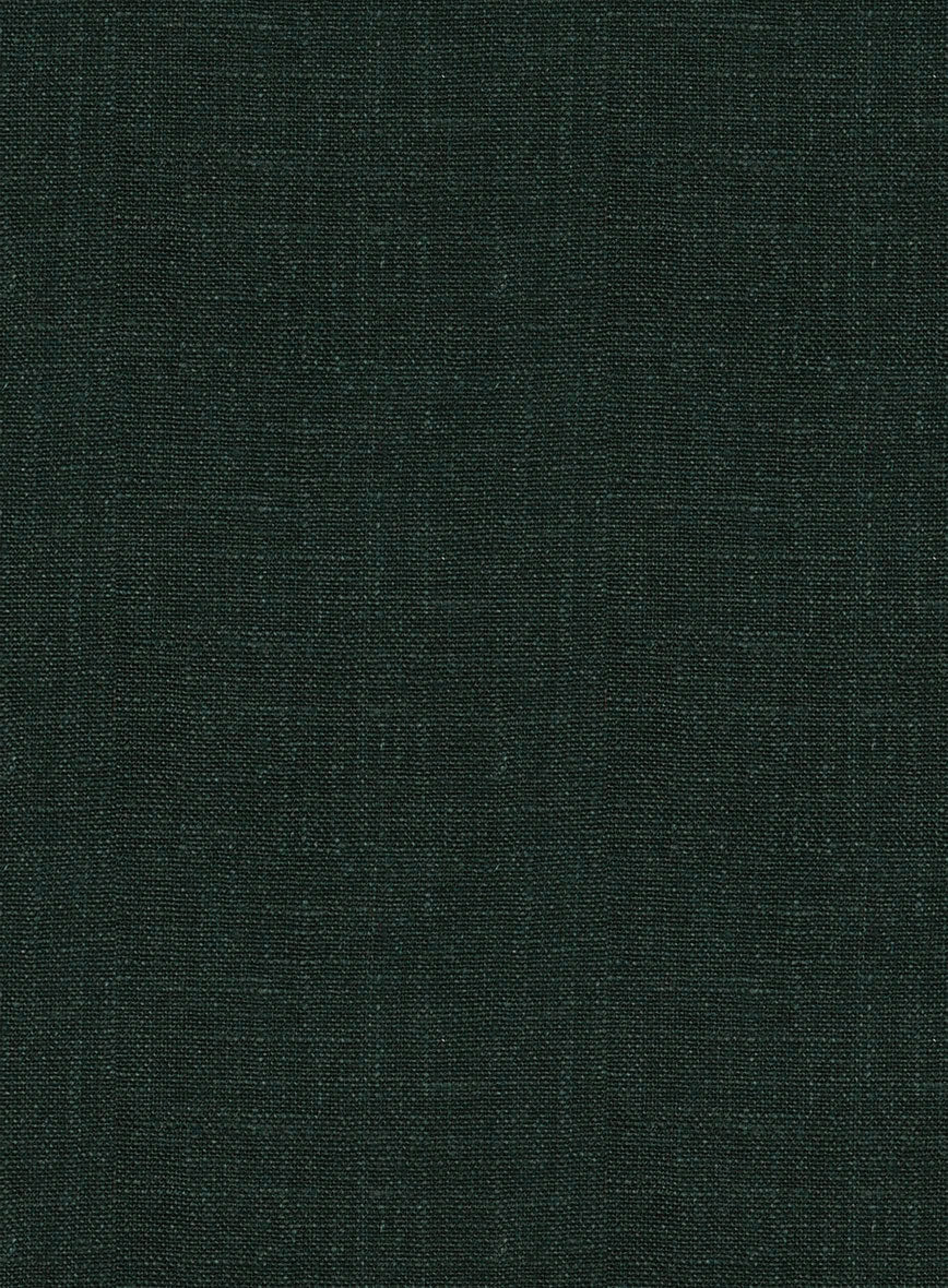 Women's Dark Bottle Green Linen Pants - Image 2