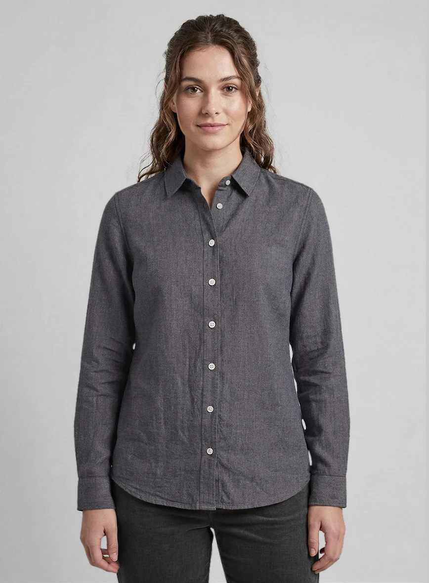 Women's European Haze Purple Linen Shirt
