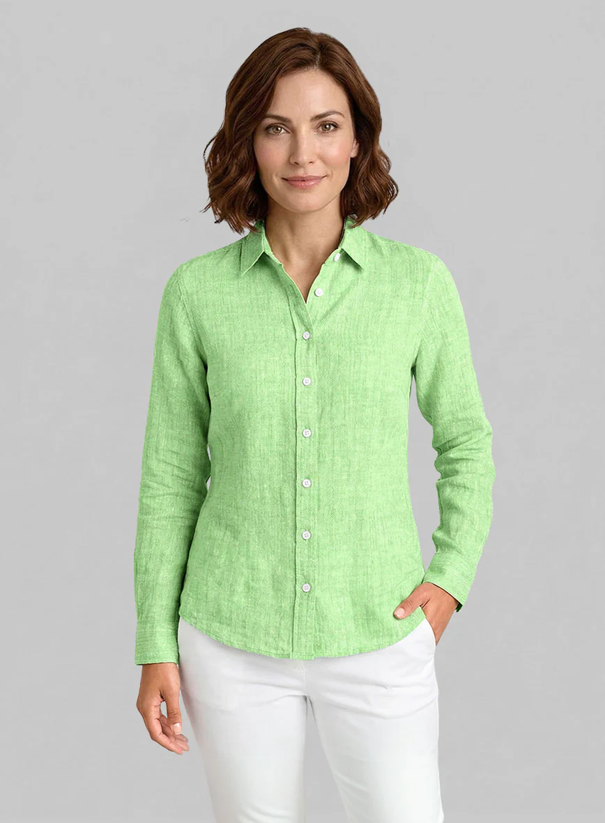 Women's European Light Green Shirt