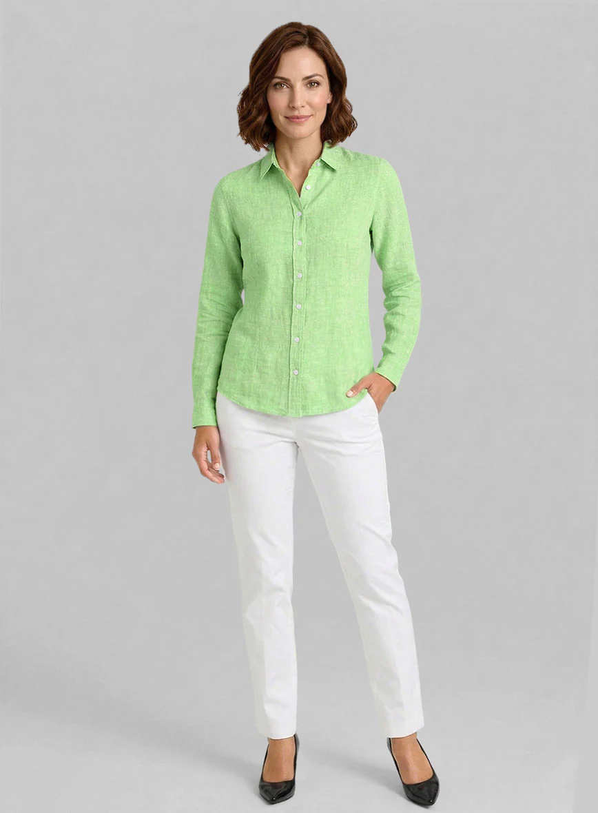Women's European Light Green Shirt - Image 2