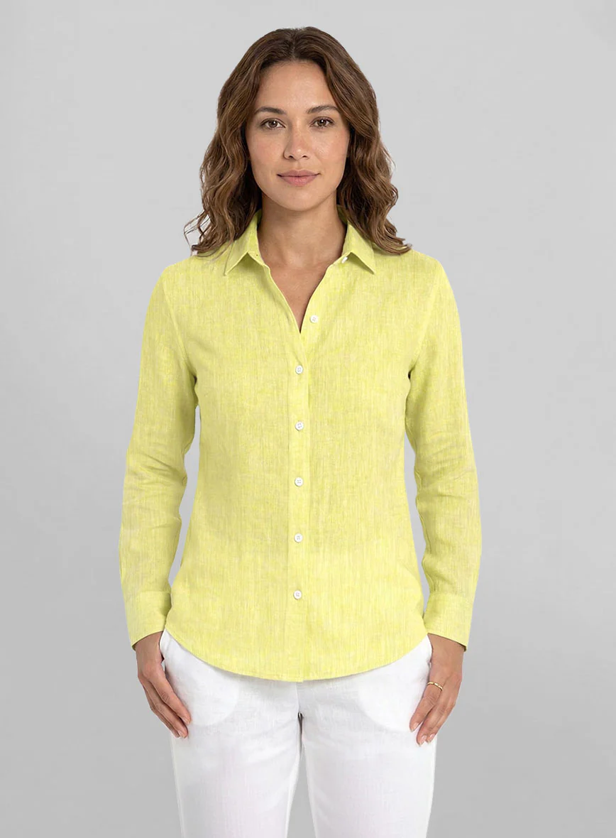 Women's European Yellow Linen Shirt