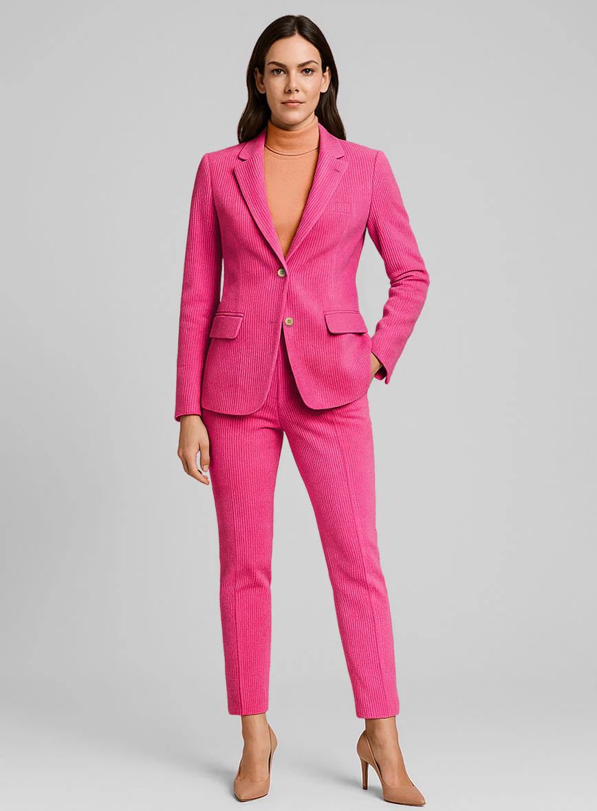 Women's Fusica Pink Corduroy Suit