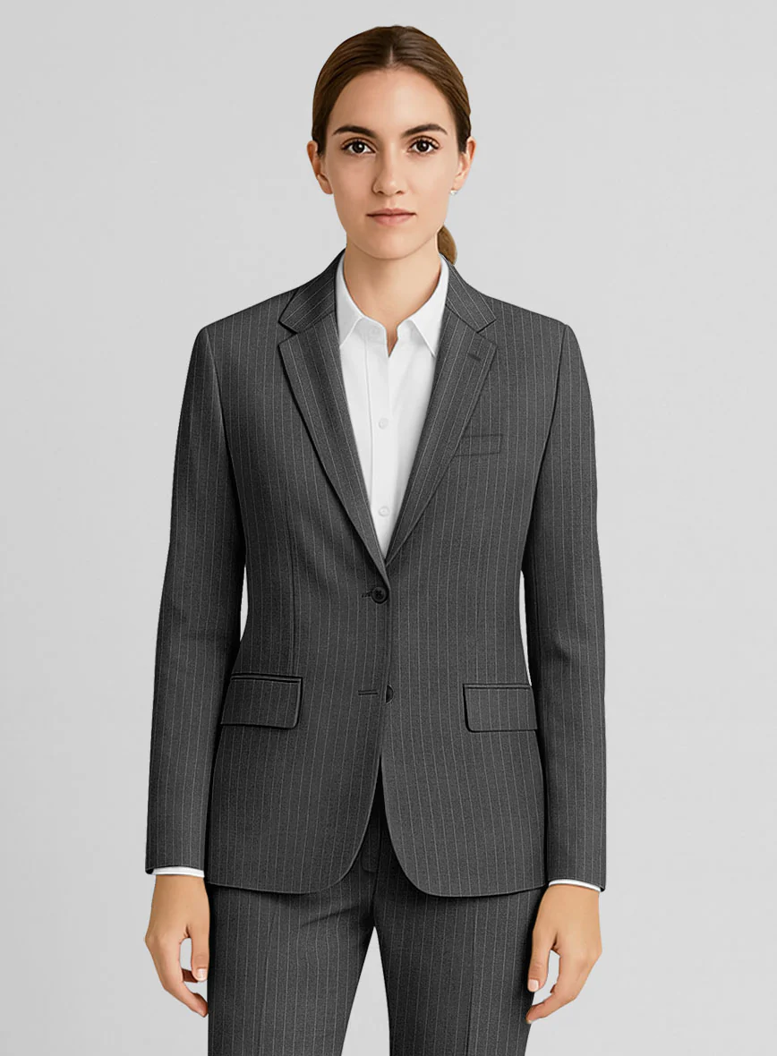 Women's Gray Pinstripe Jacket