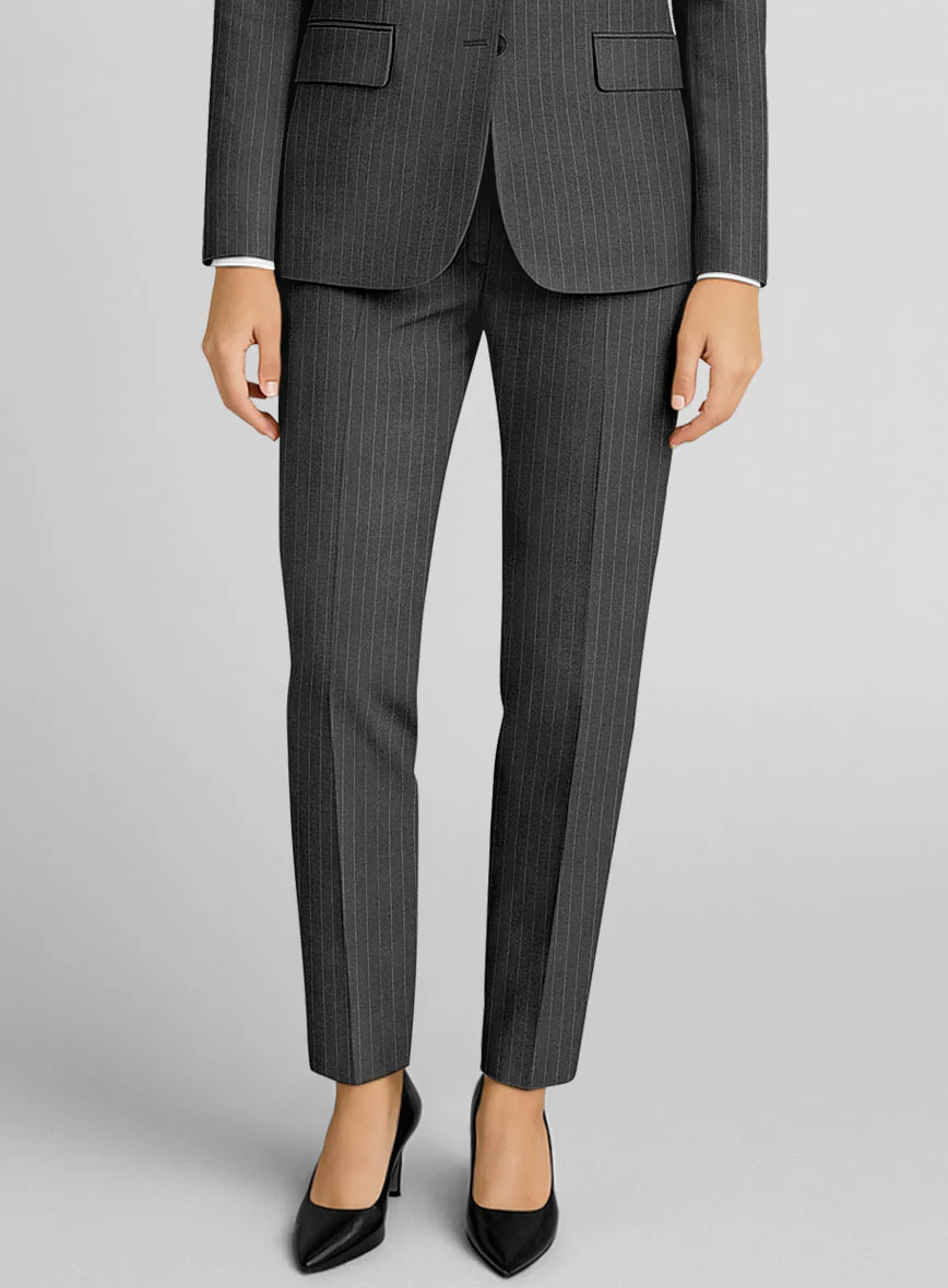 Women's Gray Pinstripe Suit - Image 3