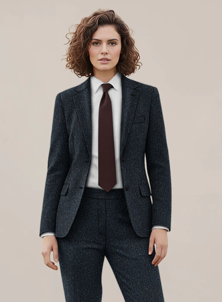 Women's Harris Tweed Dark Blue Herringbone Suit - Image 2
