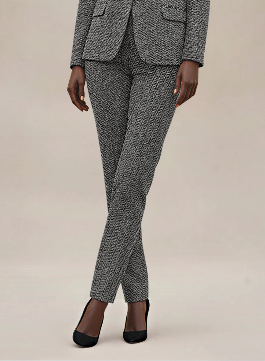 Women's Harris Tweed Gray Herringbone Pants