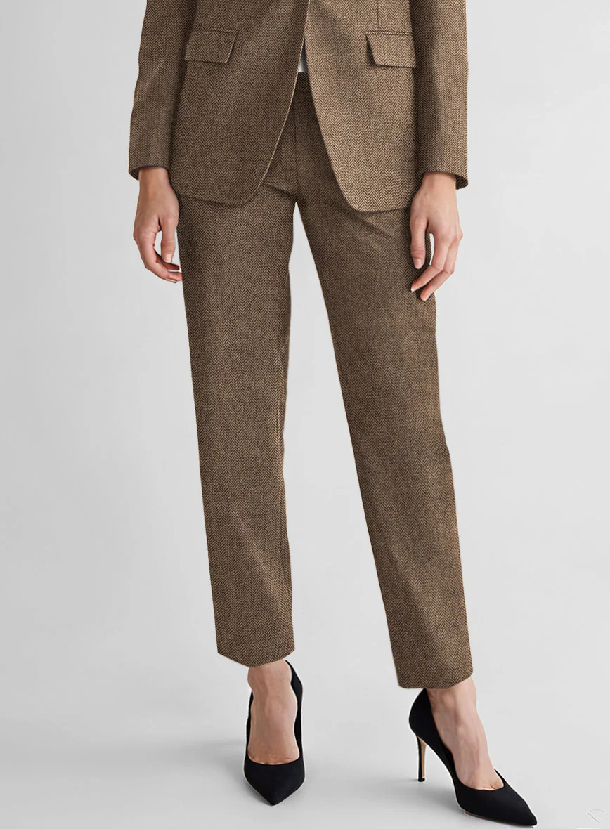 Women's Irish Brown Herringbone Tweed Suit - Image 3