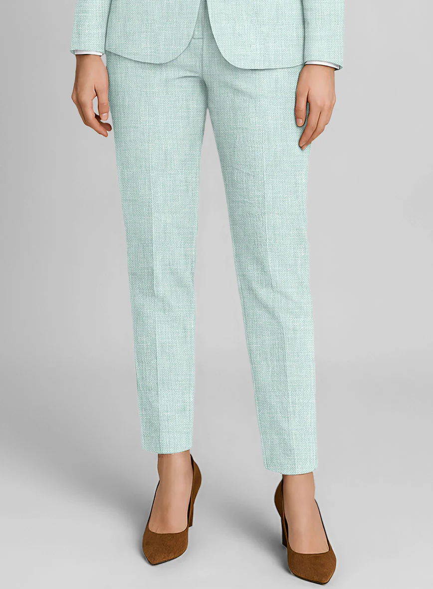 Women's Italian Linen Mint Green Pants