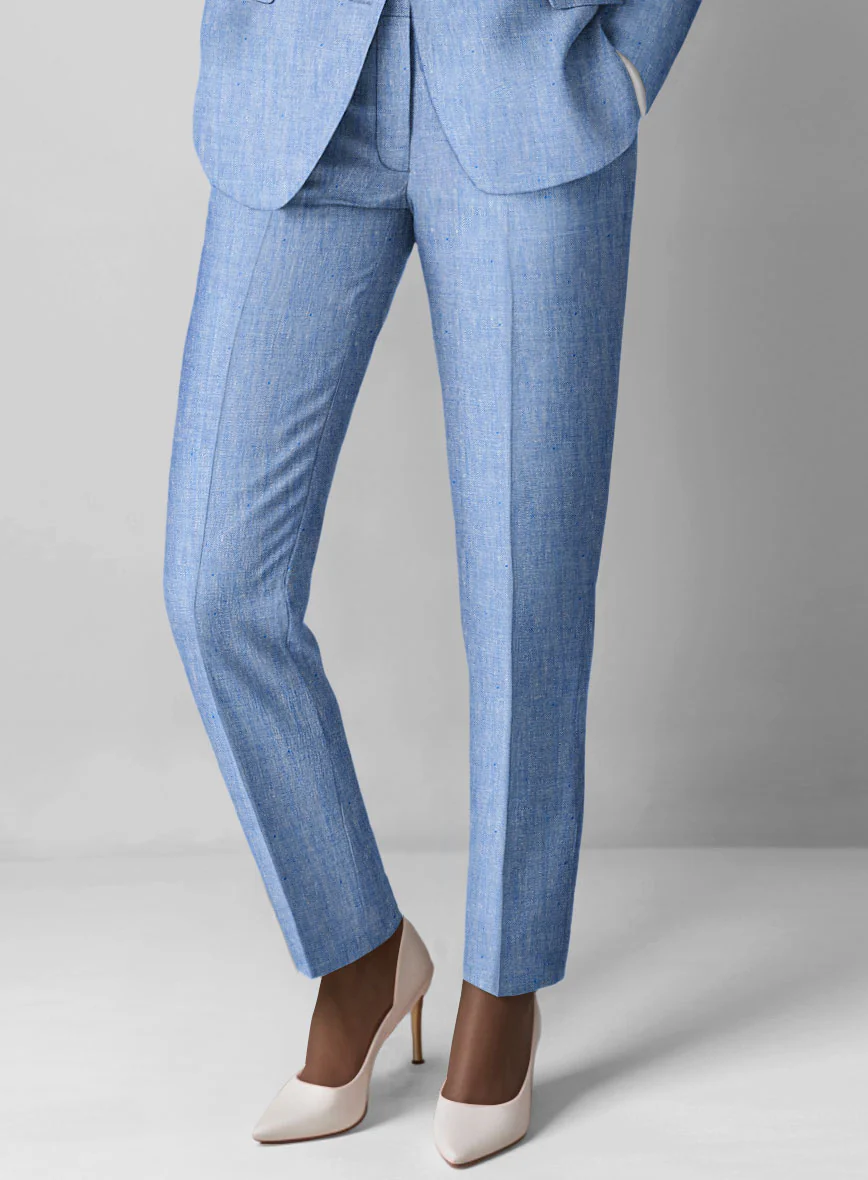 Women's Italian Nile Blue Linen Suit - Image 3