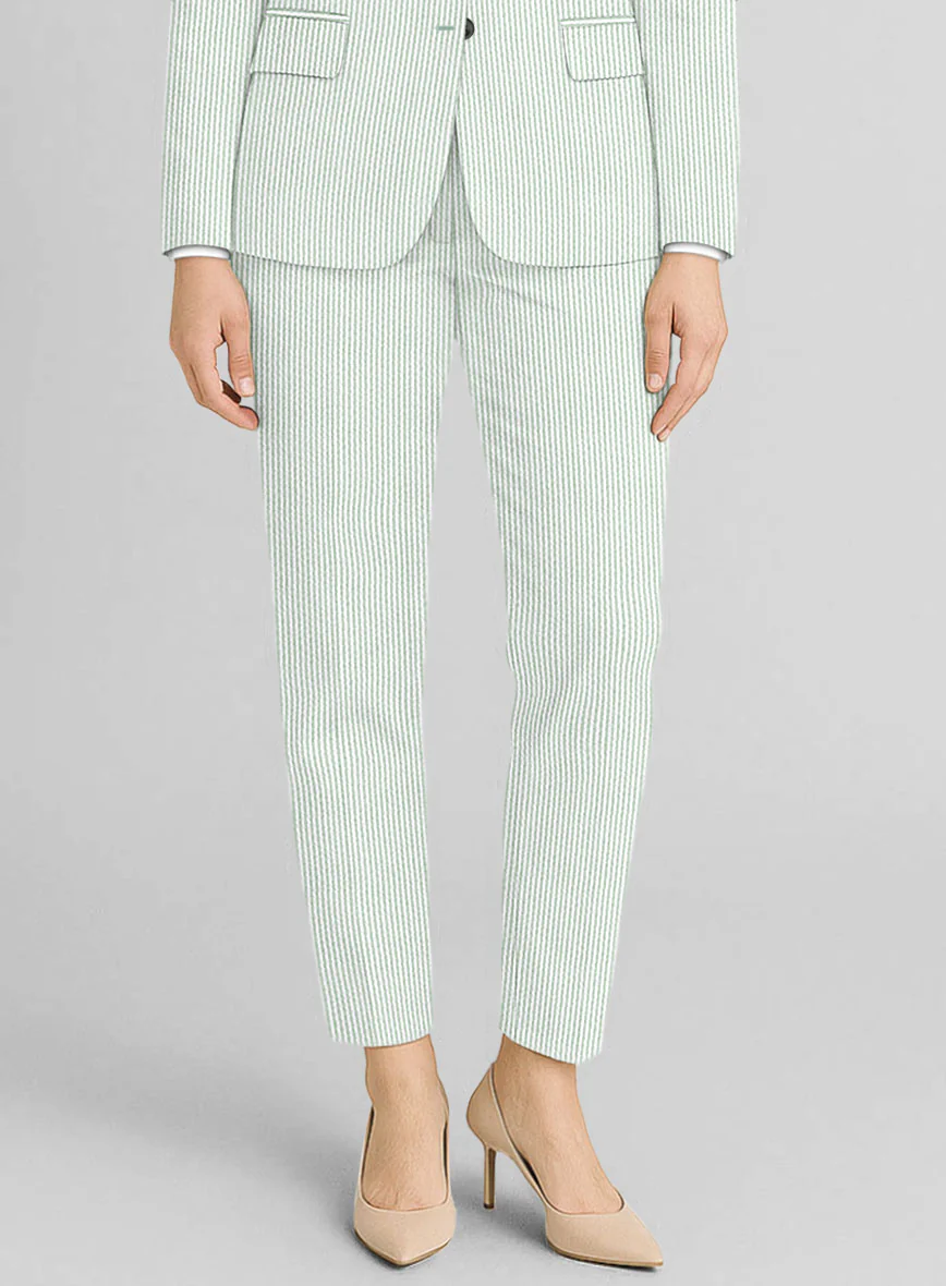 Women's Light Green Seersucker Pants