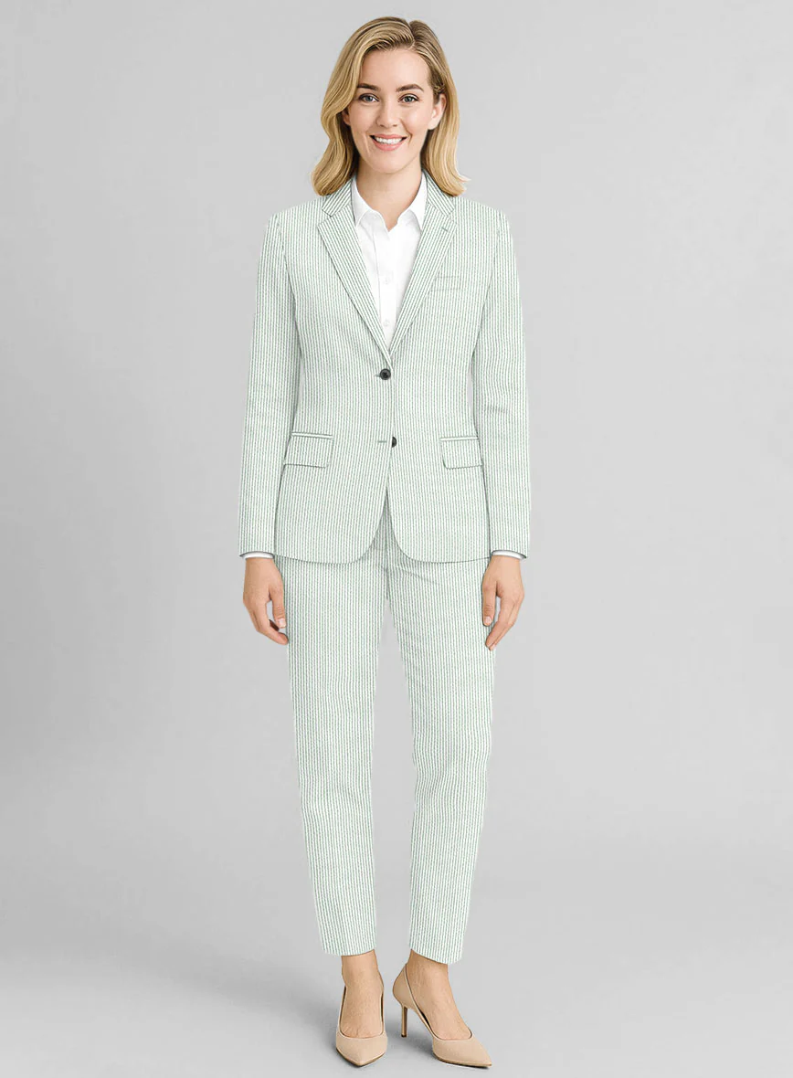 Women's Light Green Seersucker Suit