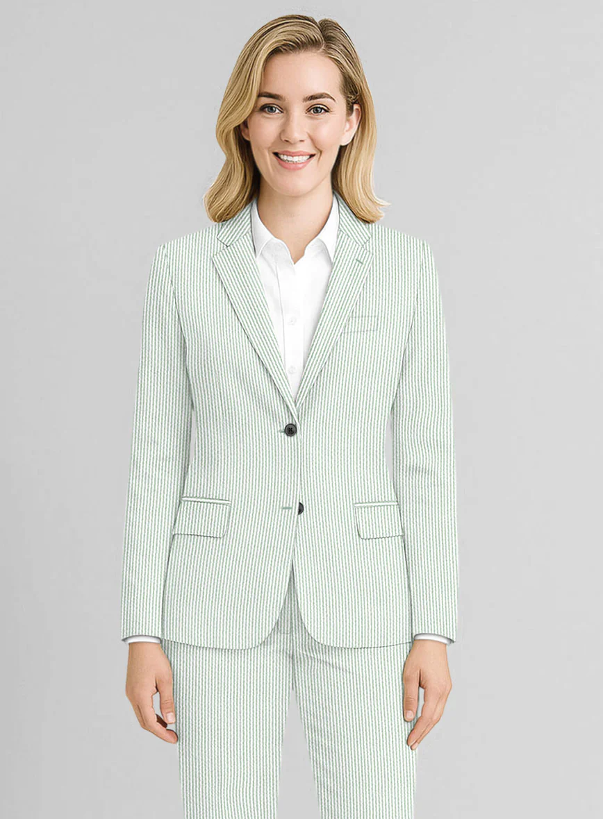Women's Light Green Seersucker Suit - Image 2
