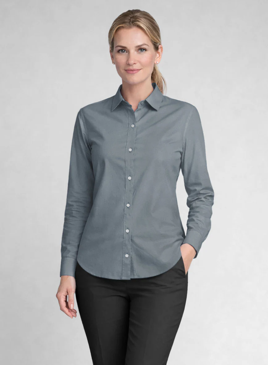 Women's Marble Blue Stretch Poplene Shirt