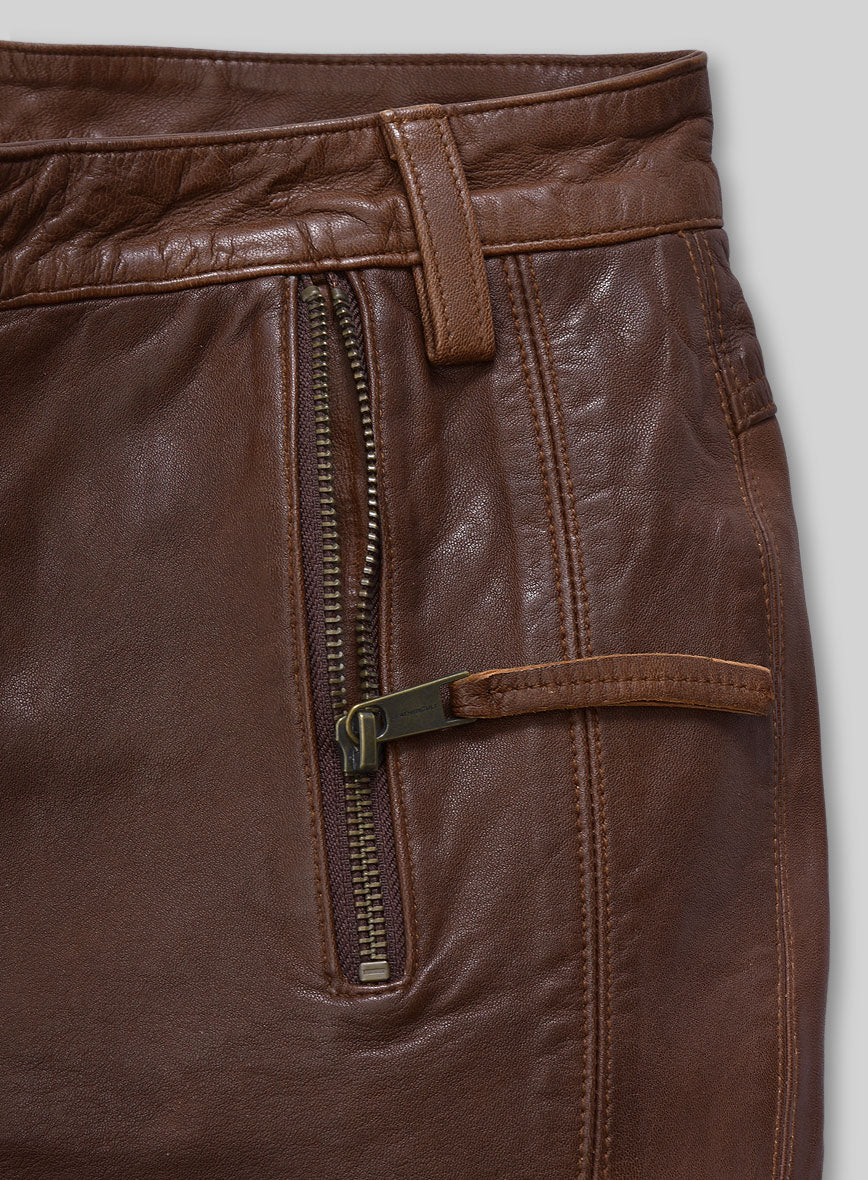 Women's Mocha Rider Leather Jeans - Image 3