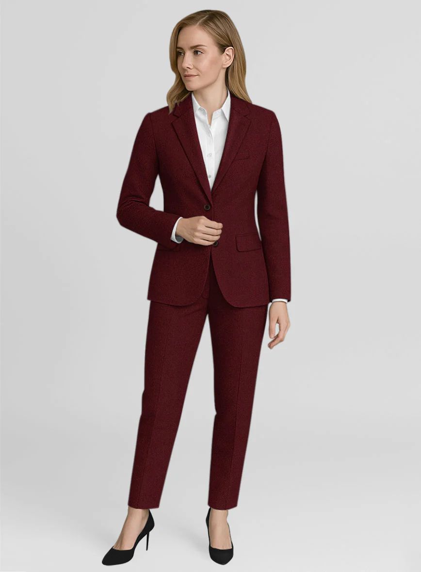 Women's Naples Dark Scarlet Tweed Suit