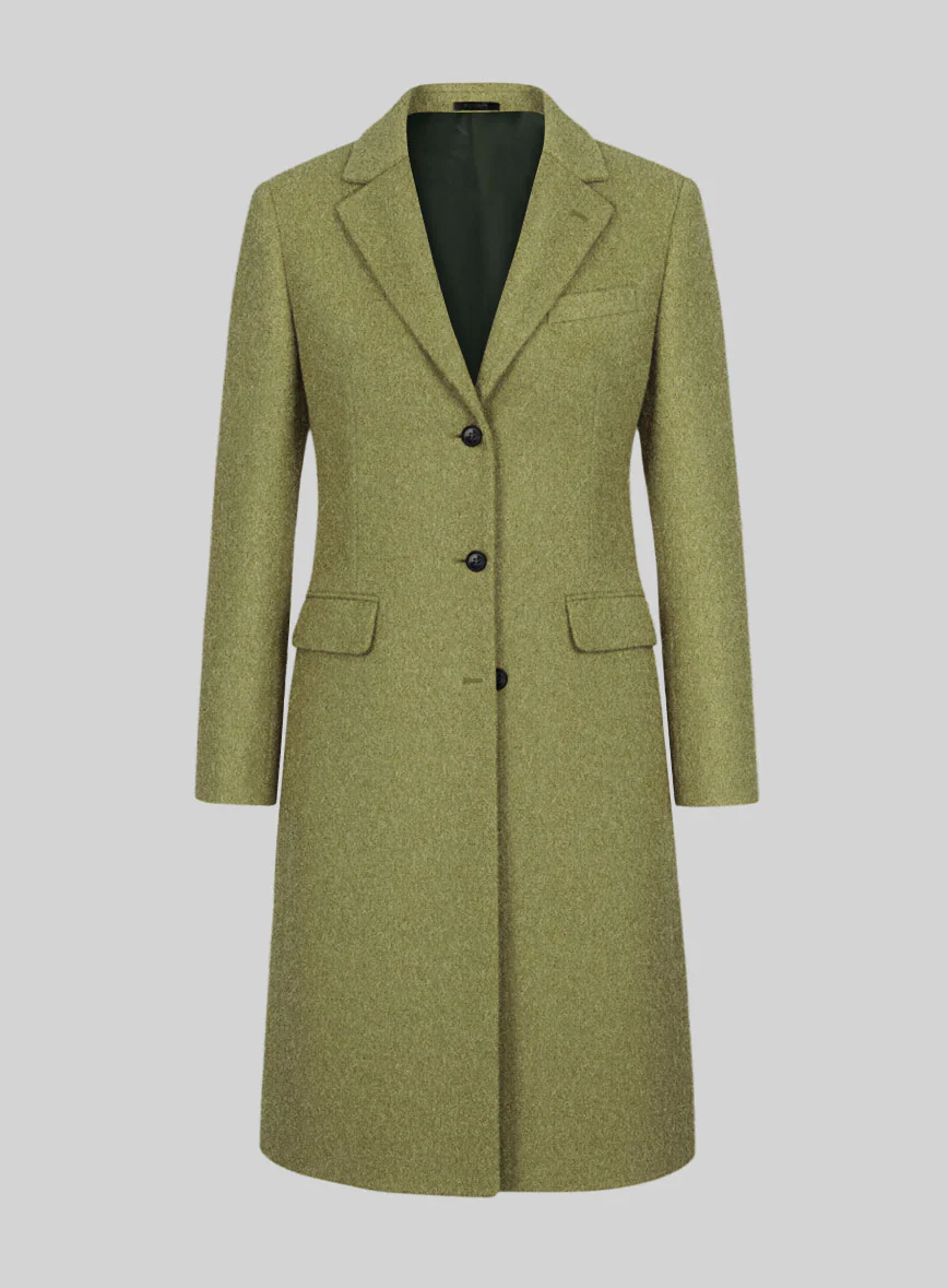 Women's Naples Festa Green Tweed Overcoat - Image 2