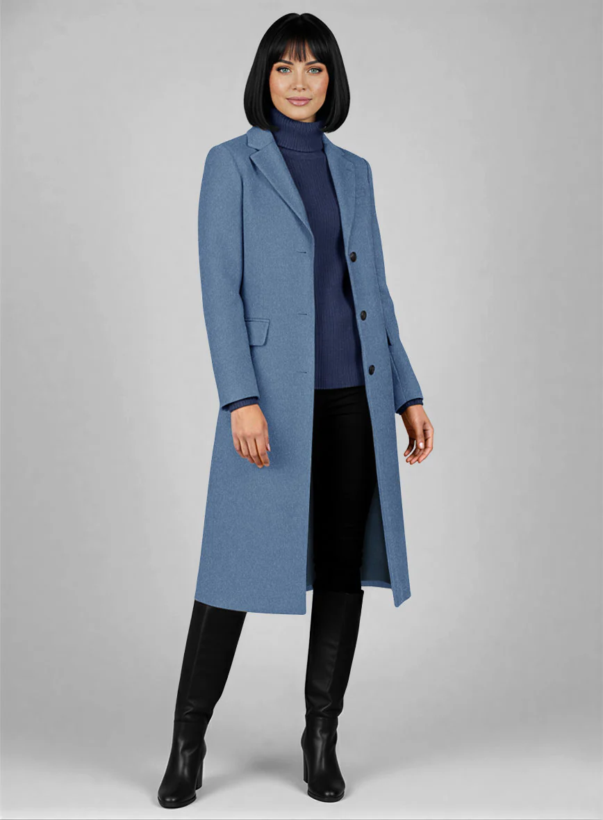Women's Naples Retro Blue Tweed Overcoat