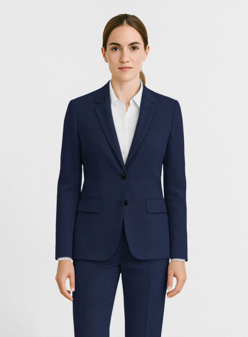 Women's Napolean Bottle Blue Wool Suit - Image 2