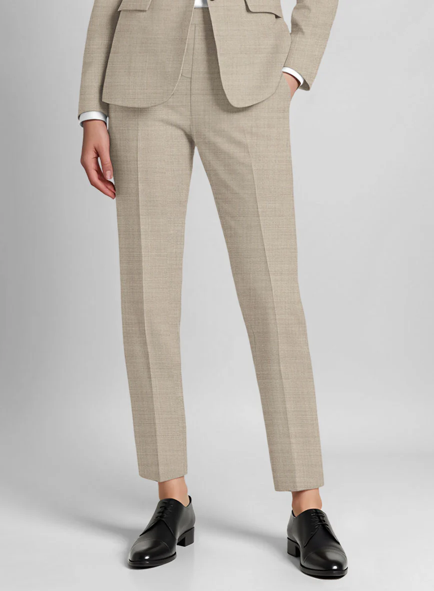 Women's Napolean Melange Khaki Wool Suit - Image 3