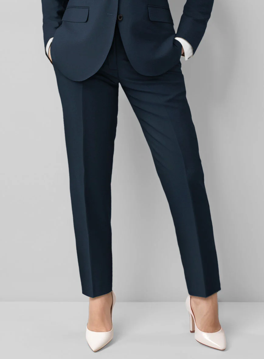 Women's Royal Blue Feather Cotton Canvas Stretch Pants