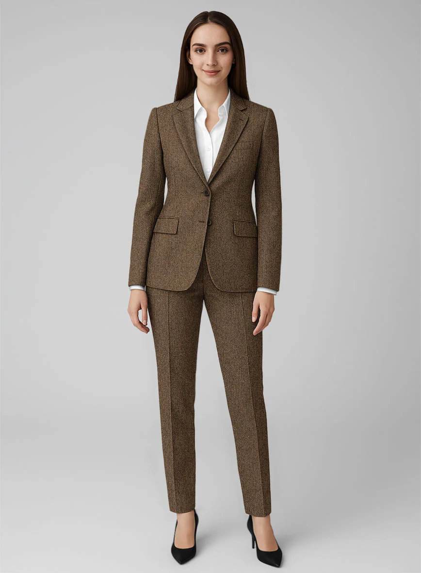 Women's Rust Herringbone Tweed Suit
