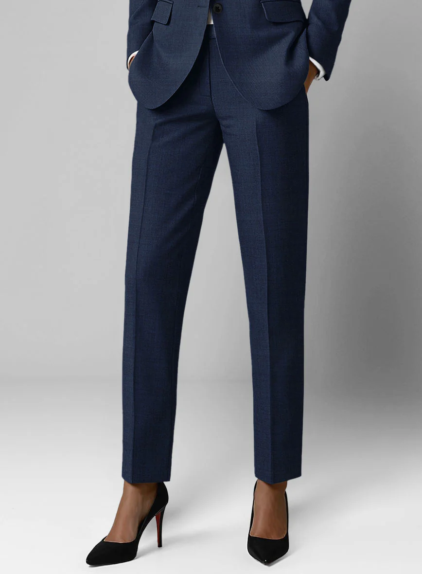 Women's Stretch Royal Blue Wool Pants