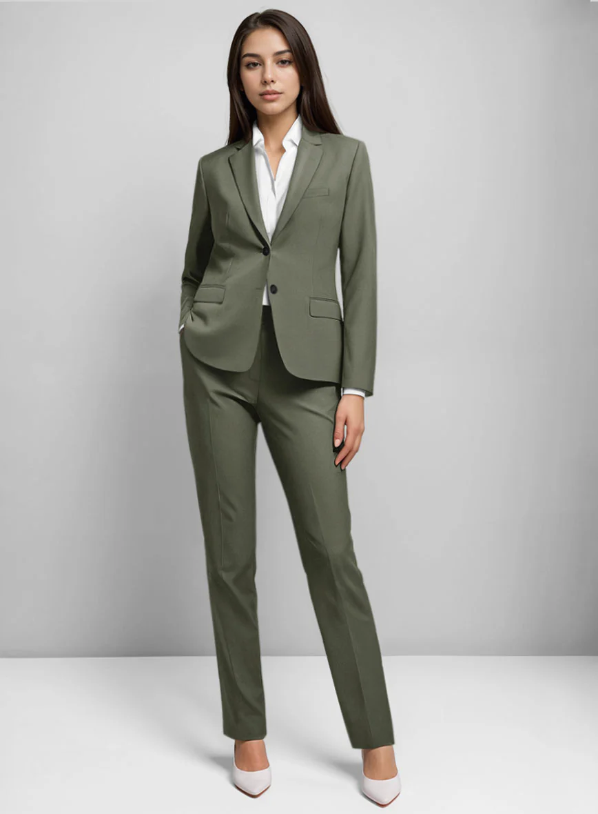 Women's Stretch Summer Weight Olive Green Chino Suit