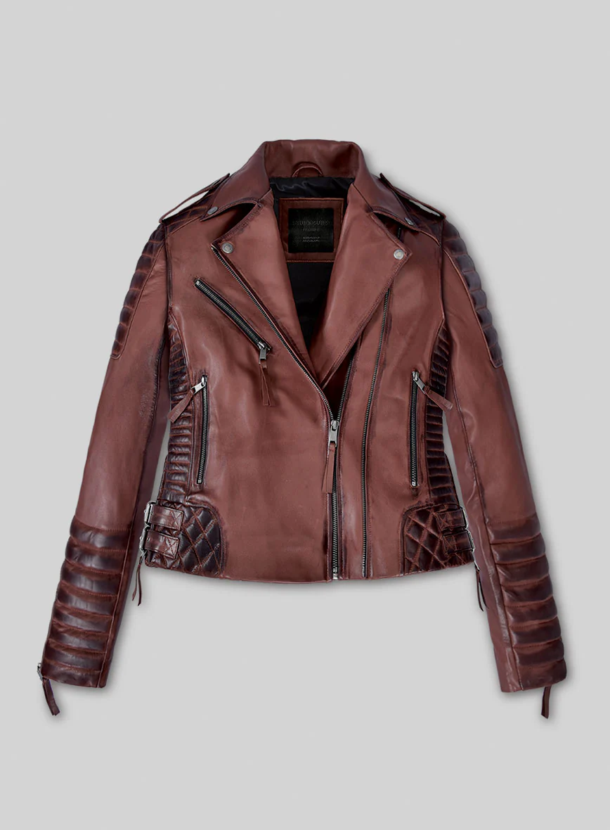 Women's Valencia Burnt Maroon Leather Jacket