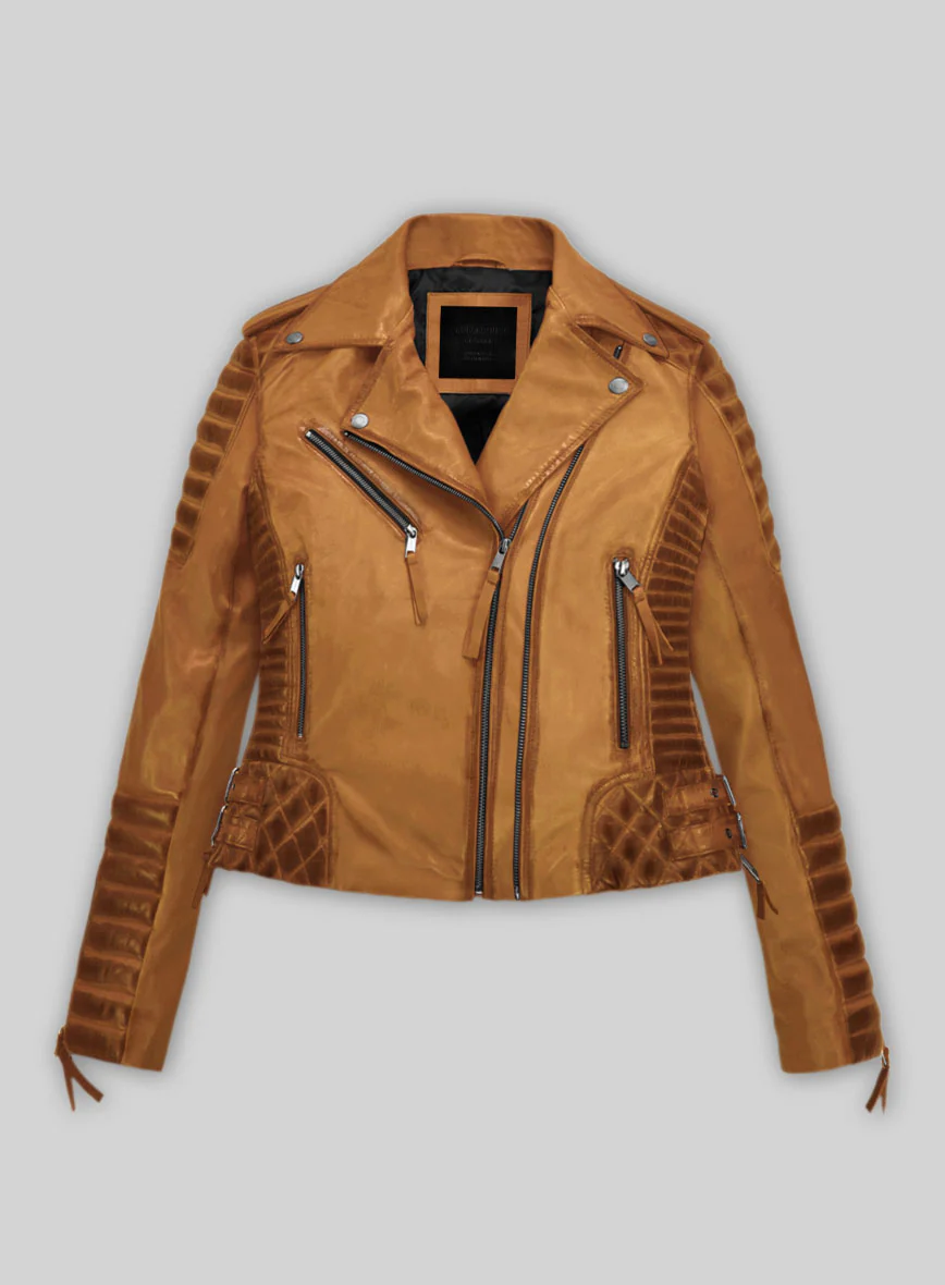 Women's Valencia Burnt Mustard Leather Jacket