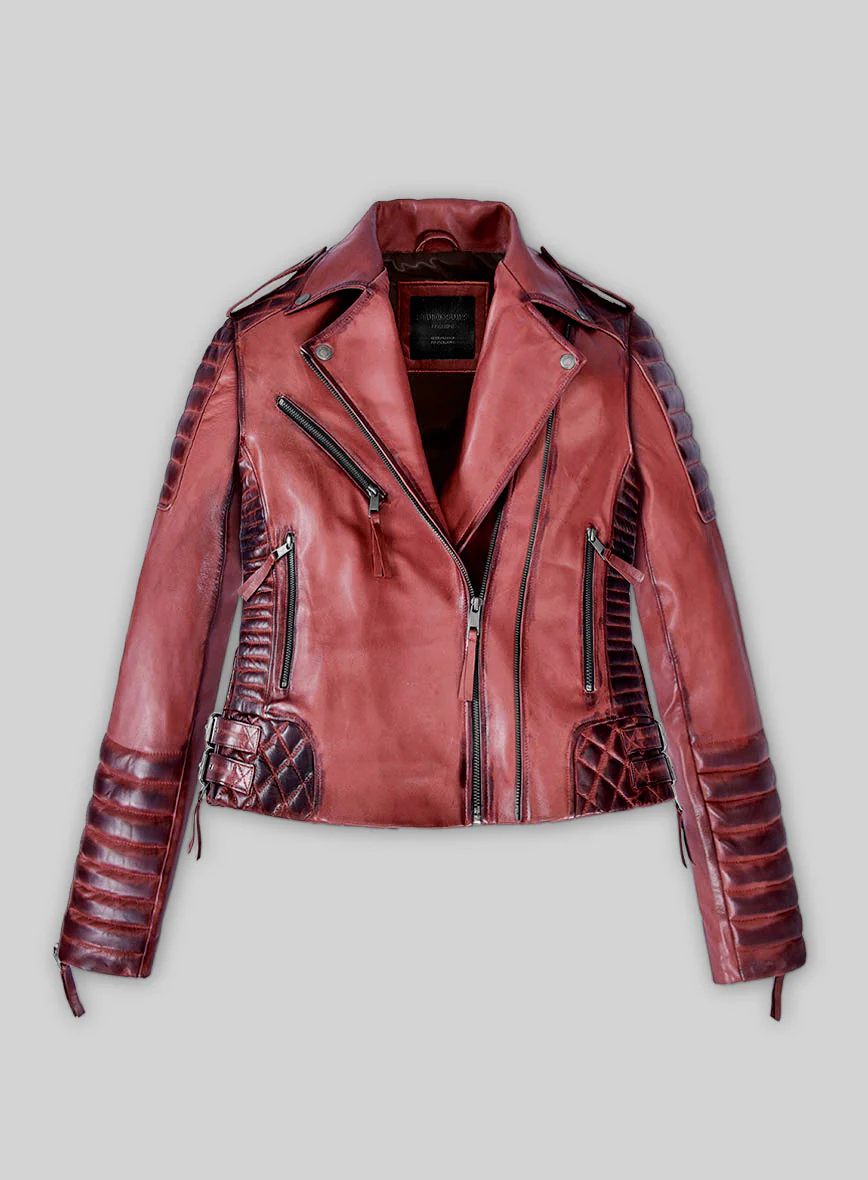 Women's Valencia Burnt Red Leather Jacket