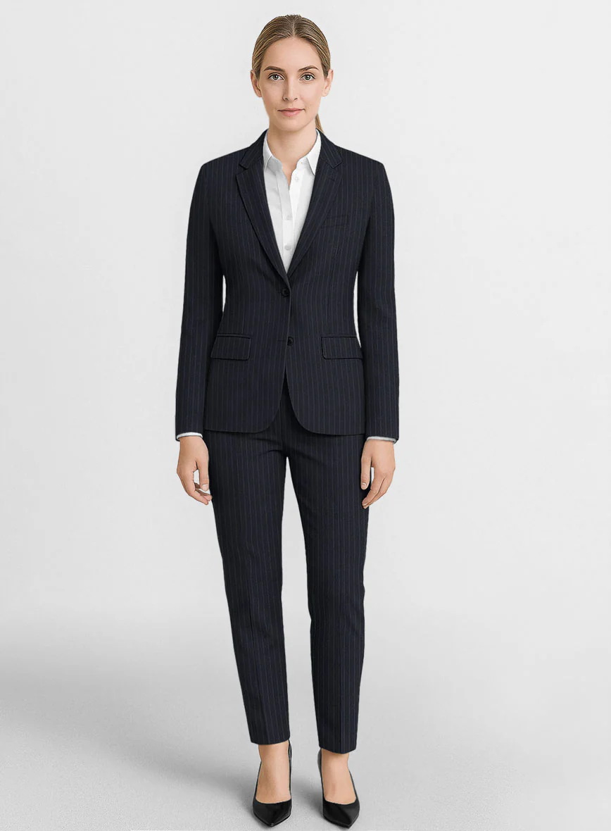 Women's Windsor Blue Stripe Wool Suit