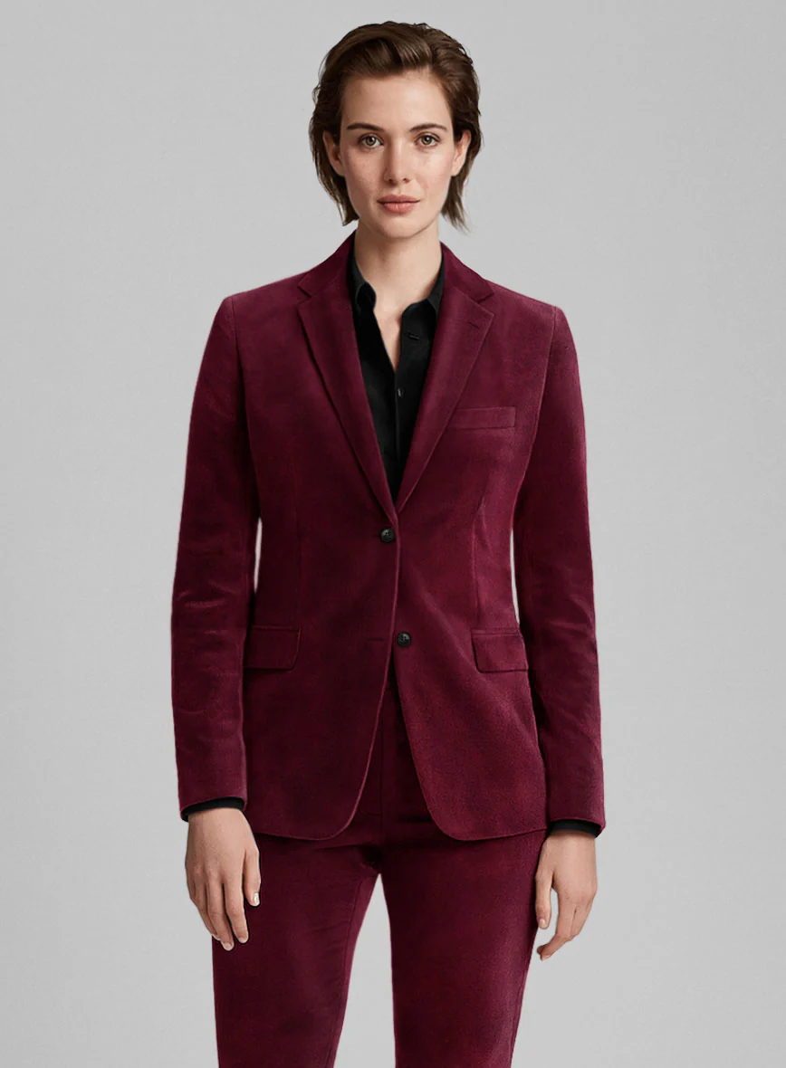 Women's Wine Velvet Jacket
